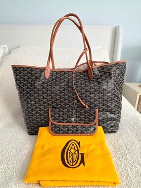 Goyard Saint Louis GM Black with Tan/Gold Trim with Pouch